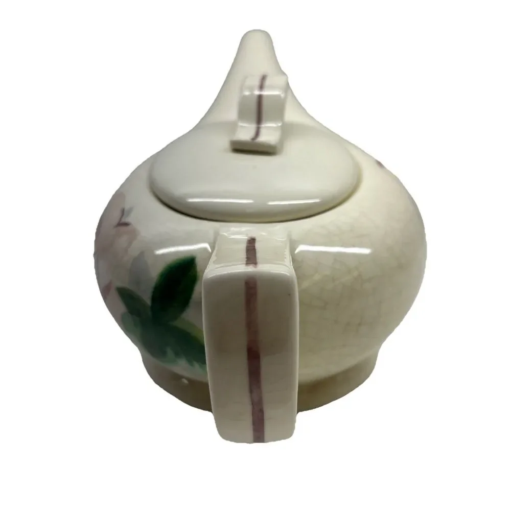 RED WING POTTERY LEXINGTON ROSE TEA POT W/LID PORCELAIN - GENIE LAMP SHAPED‎